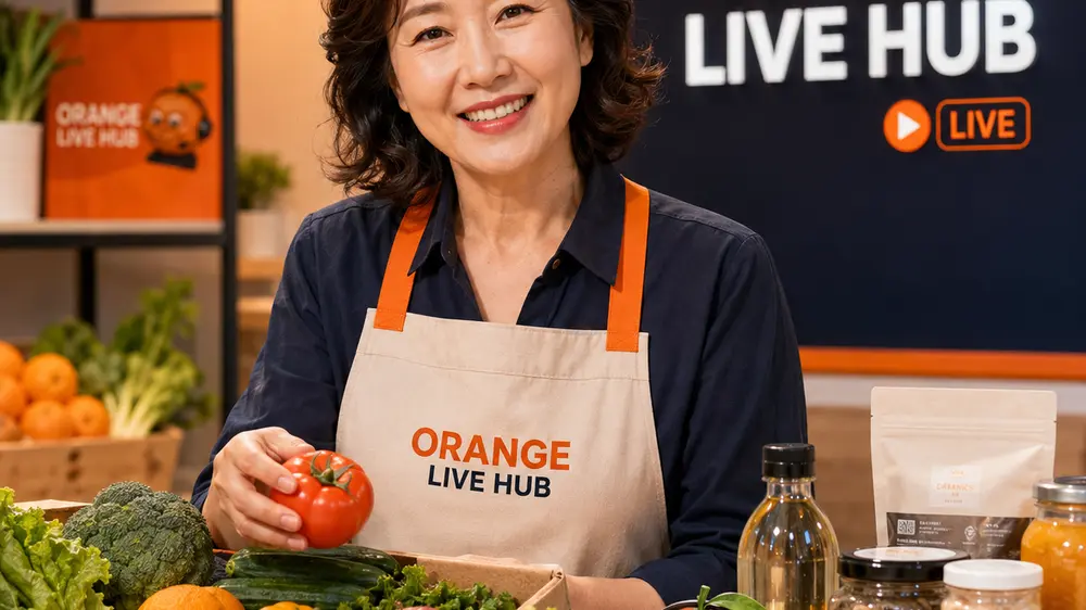 신선식품 라이브 방송을 진행하는 호스트
