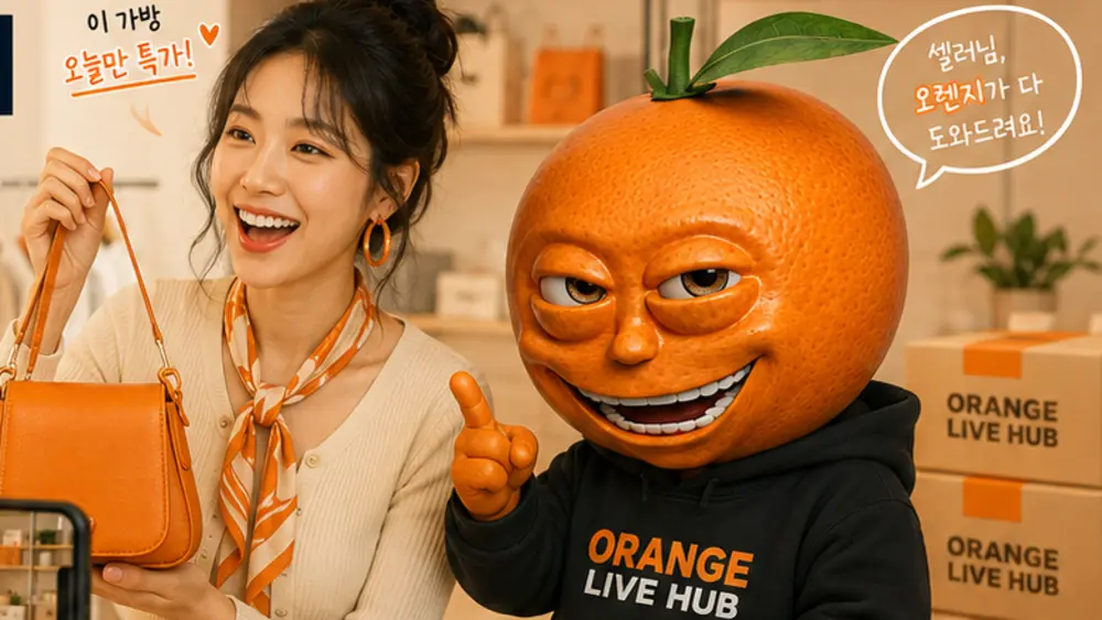 셀러가 상품을 소개하며 라이브 방송을 진행하는 모습